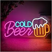 Sign Lamp Neon Lights Cold Beer Neon Sign Hanging Wall Room Art Decor For Bar Home Pub Club Personalized Night Light Decor 28x42cm