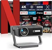 Smart Projector 4K Netflix Official & Dolby Audio: 30000L Car Focus/6D Keystone Correction Projector Full HD 1080P, VOPLLS WiFi6 Bluetooth Supports 4K Video Projector Home Cinema / Outdoor for PS5