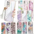 For Samsung Galaxy S24 Ultra S23 S22 S21 FE Plus Case Marble Cover + Glass