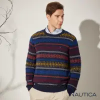 在飛比找momo購物網優惠-【NAUTICA】男裝 復古風繽紛費爾島毛衣(深藍)