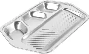 Ciieeo Stainless Steel Divided Plate Stainless Steel Snack Serving Dish for BBQ Grilled Meats and Appetizers Elegant Compartment Design for Buffets and Gatherings