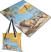 Yoogain Picnic Blanket Sand Free Outdoor Beach Blankets Waterproof Sandproof for Outdoorsy Women Concert Blanket Golden Retriever Dog on The Beach 60x80in