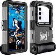 MKERED Waterproof Phone Case Underwater Phone Pouch 15M with Neck Strap for Swimming Snorkeling Rain Dustproof Only for Mobile Phones with Camera Button on Right Side