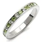 Women's Ring Band, Eternity Stackable, Round Green Simulated Crystal, Sterling S