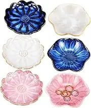 OFFSCH 6 Pcs Decorative Jewelry Plates Unique Design Ceramic Trinket Trays Gradient Vintage Elegant Display Holders for Jewelry Storage