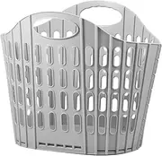 [DJAPWPX] Collapsible Laundry Basket with Carry Handle, Space Saving Foldable Laundry Basket, Plastic Collapsible Laundry Hamper, Multipurpose Collapsible Laundry Caddy for Easy Storage (Grey)
