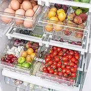 FMH Premium Fridge Organiser Drawer - 8 Compartments, 29-48 cm Depth, Transparent, Modern Style