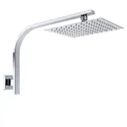 Chrome Square 8" Rain Shower Head Set Wall Mounted Gooseneck Shower Arm SUS304
