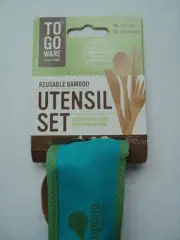 NEW Reusable Bamboo Utensil Set To Go Ware Fork Knife Spoon Chopsticks