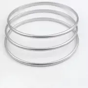 3x Women's Silver Stainless Steel 7" Solid Bangle Bracelet High Polish*Box