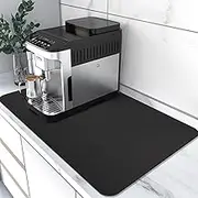 Coffee Mat ,Super Absorbent Dish Drying Mat,Coffee Bar Accessories, Hide Stain Absorbent Drying Mat with Waterproof, Fit Under Coffee Maker Coffee Machine Coffee Bar Mats (Black, 50x30)