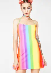 [Rheabfunky] Rainbow Gradient Matte Dress
