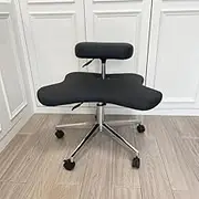 Ergonomic Crossed Leg Kneeling Chair for Office – Adjustable Height with Thick Cushion, 360° Swivel,Posture-Correcting Stool for Desk Work, Back Pain Relief (Black)
