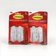 3M Command 2 Medium Designer HOOKS 4 STRIPS Multi-Use White 17081 - 2 Packs {W2