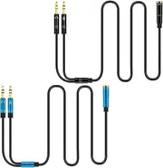 CHICAMPERA 2pcs Headphone Splitter y Adapter Cable for Dual Female Audio Output Compatible Desktop Laptop Mobile Phone Headsets Conversion for Voice Calls
