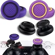 PlayRealm NO Falling Off Thumbstick Extender x 2 & Thumb Grip x 4 for PS5 & PS4 Controller (Purple Pack)