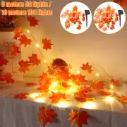 Solar Maple Leaves String Lights LED Fall Leaf Garlands Light with 8 Modes^-^