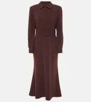 [Roland Mouret] Roland Mouret Gathered crêpe satin midi dress AU 10 brown