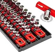 Ernst Manufacturing Socket Boss 3-Rail Multi-Drive Socket Organizer, 13-Inch, Red