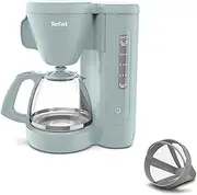 [Tefal] Coffee Maker with Morning Filter, Eucalyptus, 1.25L Capacity, Permanent Reusable Filter, Drip Stop System, Keep Warm Function, Easy Fill Water Tank, 1000W
