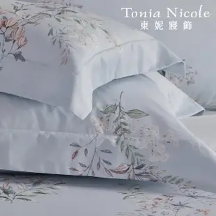 【Tonia Nicole 東妮寢飾】環保印染100%精梳棉兩用被床包組-藍庭花序(雙人)