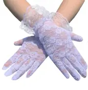 Children Flower Girl Party Prom Ball Costume SHORT Lace Black White Gloves 3-8Y