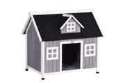 YES4PETS Grey Large Timber Pet Dog Puppy Wooden Cabin Kennel Timber House