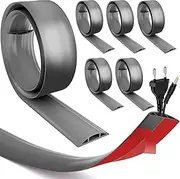36 ft Cord Cover Floor 0.63" (W) x 0.31" (H) 6 Rolls 6 ft Floor Cable Protector, Extension Cord Cover Protect Wires Prevent Cable Trips Management Solution Cord Cavity(Gray)