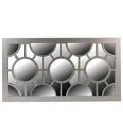 Northlight 25.5" Oyster Gray Geometrical Circles Rectangular Wall Mirror