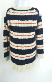 J.Crew Women's Cable Knit Sweater Size XS Fisherman Striped Nautical New
