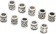 DAUZ 10Pcs Silver Alloy Viking Dreadlock Beads for Bracelet Beard DIY