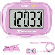AVTREK Accurate 3D Step Counter for Walking Jumbo Screen Numbers Pedometer Clip on for Running with Time Display and LED Backlight Pedometers with Clip and Lanyard…