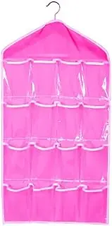 16 Pockets Organizer Clear Hanger Wardrobe Storage Bag Hanging Socks Rack Holder - Durable Polyester Socks and Accessories Storage Bag, 70x40cm