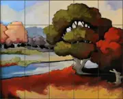 Landscape Tile Backsplash Jann Harrison Art Ceramic Mural JHA007