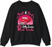 [X.Style] Red Truck Lover Vintage Just A Girl Who Loves Red Trucks ds043 Sweater Black 2XL