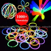 1000 Mixed Colour Glow Sticks Light Bracelets Glowsticks Fancy Party Glow AU