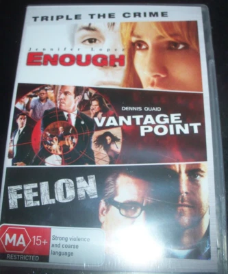 Enough (Jennifer Lopez)/ Vantage Point / Felon Crime (Aust Region 4) DVD - New