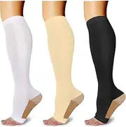 Athbavib 3 Pairs Open Toe Compression Socks for Men Women Toeless Compression Socks