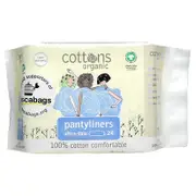 Cottons, 100% Cotton Comfortable, Pantyliners, Ultra-Thin, 24 Liners