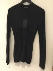 NARCISO RODRIGUEZ NWT FITTED WOOL LONG SLEEVE CREWNECK CHARCOAL SZ 44 RUNS SMALL