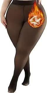 [Caprilite] Fleece Lined Tights Sheer Women - Pantyhose High Waisted Fake Translucent Tights Opaque Sheer Tights for Women