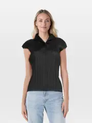 Pleats Please Black Pleated Tank Top