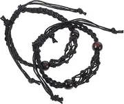 [DIYEAH] 2pcs Woven Mesh Bracelet Adjustable Bracket Wall-mounted Clothes Hanger Door Bracket with Key Empty Cage Bracelets Hook Bracket Black Wax Rope