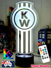 KENWORTH TRUCK LOGO EMBLEM 3D LED Night Light 7 Colour Changing Mancave Bar Lamp