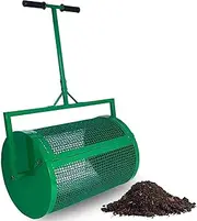 Peat Moss Spreader, Metal Mesh Manure Spreader, 24" Compost Spreader with Adjustable Long Handle, Fertilizer Spreaders for Lawns & Garden, for Top Dressing Compost, Dirt, Mulch, Fertilizer, Soil