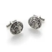 Alexander The Great Men's Cufflinks Pewter with Antique Silver Finish 3/4"
