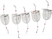 ibasenice 5-Piece Set Stainless Steel Bait Cages Lure Trap Basket Fishing Bait Trap Lure Cage for Smelt Eels Crabs Lobsters Minnows Shrimp Crawfish
