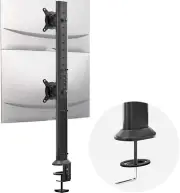 Dual Monitor Articulating Desk Mount Arm Stand - Vertical Stack Screen Supports