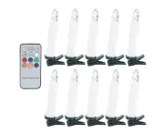 10Pcs Christmas Candle LED Light White Casing with Remote Control and Removable Clips Home Decoration10Pcs