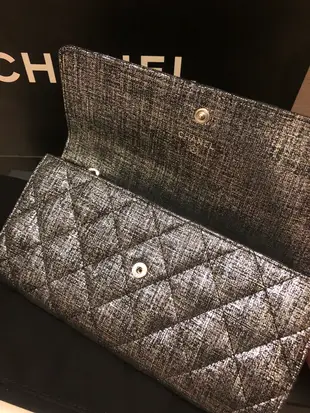 二手 香奈兒銀絲皮夾 CHANEL 經典菱格紋 限定款